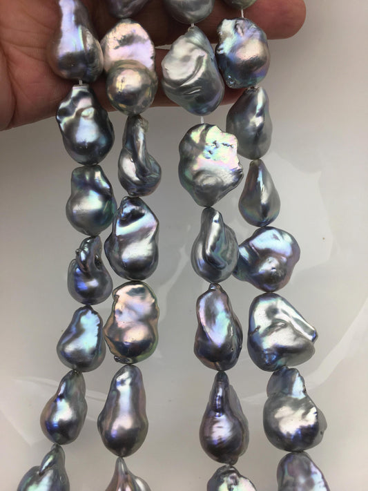15.5'' AA+ 13-16mm Big Gray flame ball pearl,FL15-2A-5-11