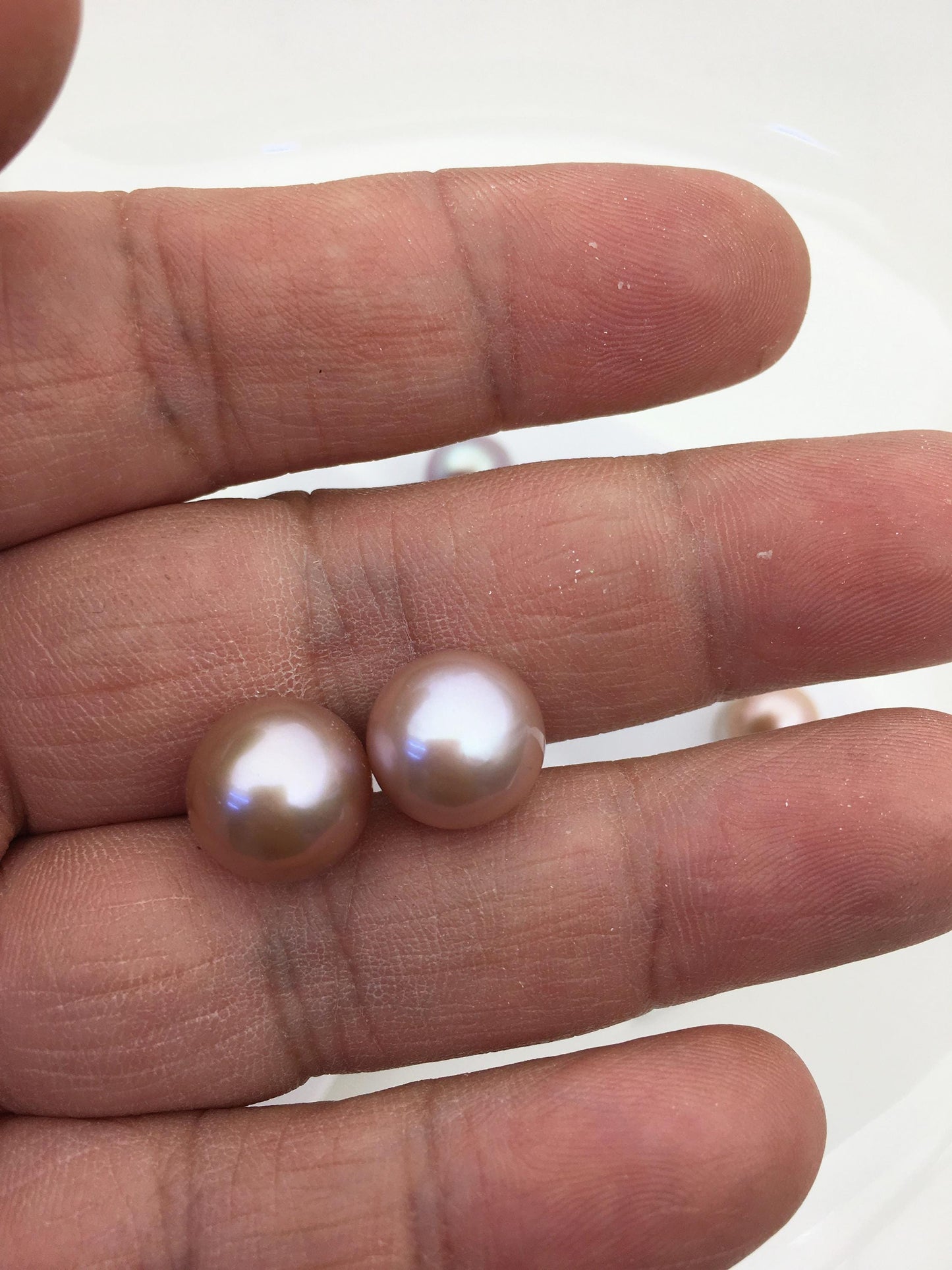 1 pair AAA+ 11-12mm Light Purple Rainbow Round edison freshwater pearl,ED12-3A-1-11