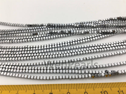 Hematite silver Gray,2mmx2mm cube square Beads,AAA, 15.5 inches,G50-CU22-006-4
