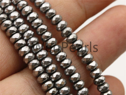 Hematite silver Gray,3x4mm Rondelle Beads,AAA, 125 beads,15.5 inches,G50-B34-002