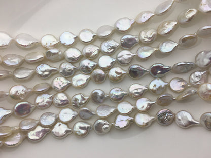 AA+ 11-12mm White Drop Coin freshwater pearls,diy bead,flat round pearl bead,COIN12-2A-2-24