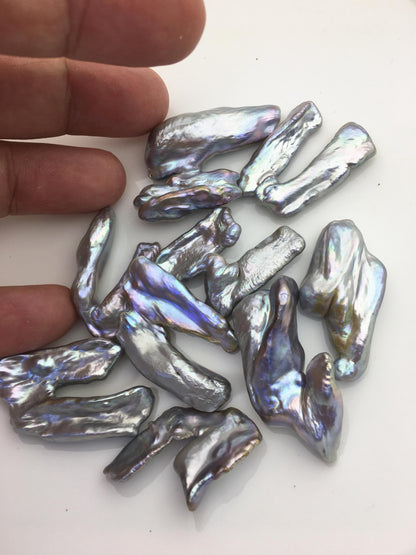 9pcs AAA 18-22mm gray biwa keshi Freshwater Pearls, no hole,ZS-80-1-13