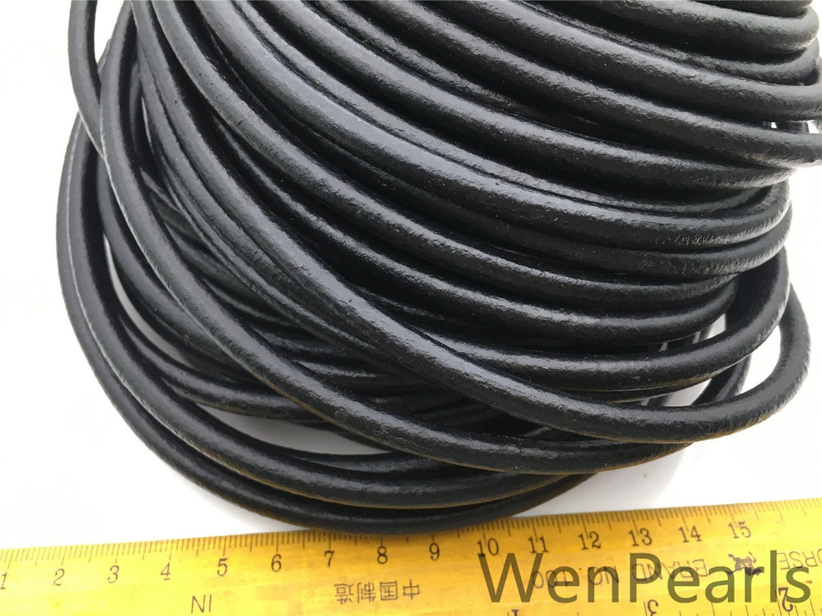 1/2/5/10 yards 6mm Black Color Round Leather Cord,Wholesale Jewelry Supplies,Distressed Matte Finish,LC6-204