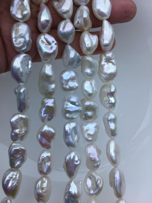 AA+ 11-14mm White thick long keshi Freshwater Pearl,ZS-200-34
