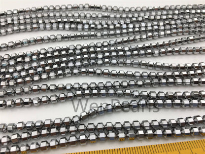 Hematite silver Gray,faceted hexagon beads,AAA, 102 beads,15.5 inches,G50-OTH4-002-2