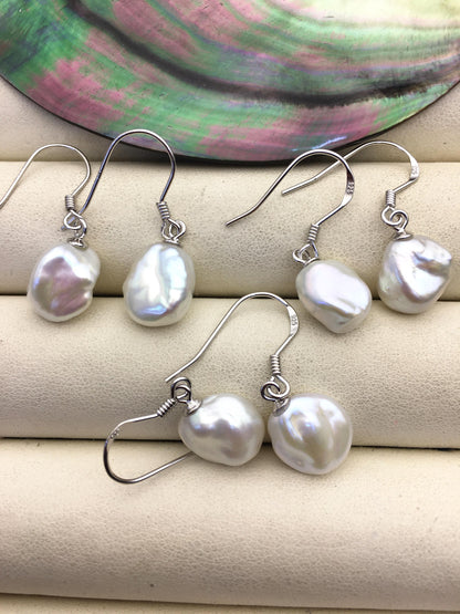 AA+ 10-11mm white Natural keshi Pearl Dangle Earrings,Earrings for Women Girls,SE3-T22